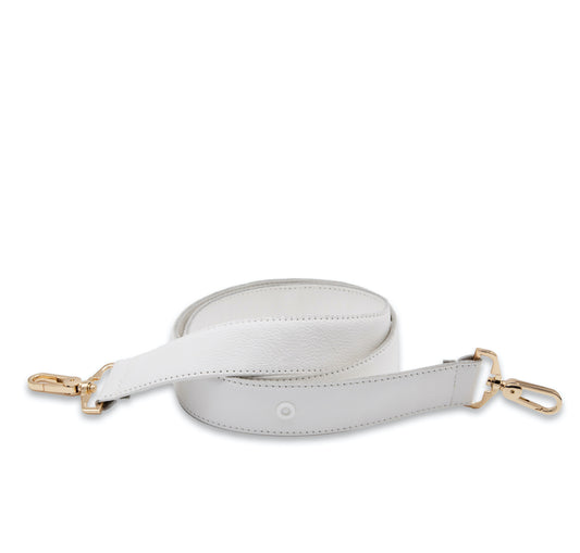 Schulterriemen reinweiß, handgefertigt aus hochwertigem Leder ohne Zubehör
